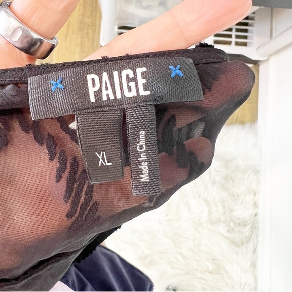 PAIGE BLACK VELVET SELMAH BURNOUT BLOUSE TIE NECKLINE WOMENS SZ XL - Picture 8 of 8